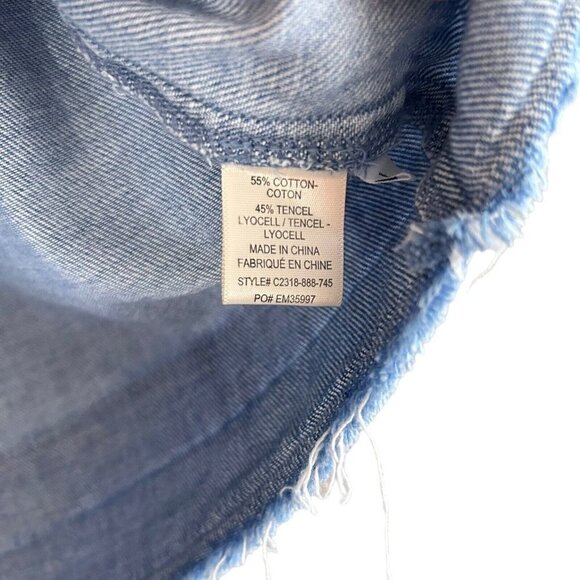 Cloth & Stone Sz L High Low Sleeveless Button Up Blouse Tencel Chambray Blue - Picture 6 of 11